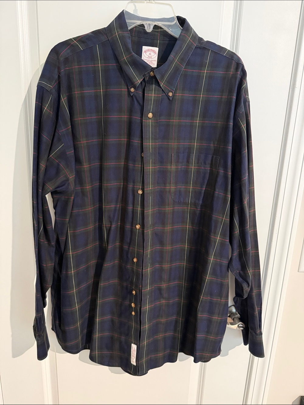 Vintage Brooks Brothers 346 Men's Button-Down Plaid Shirt - Navy Green
